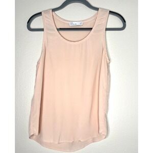 GRANA Chinese Silk Tank Top Peach XS Scoop Neck Sleeveless